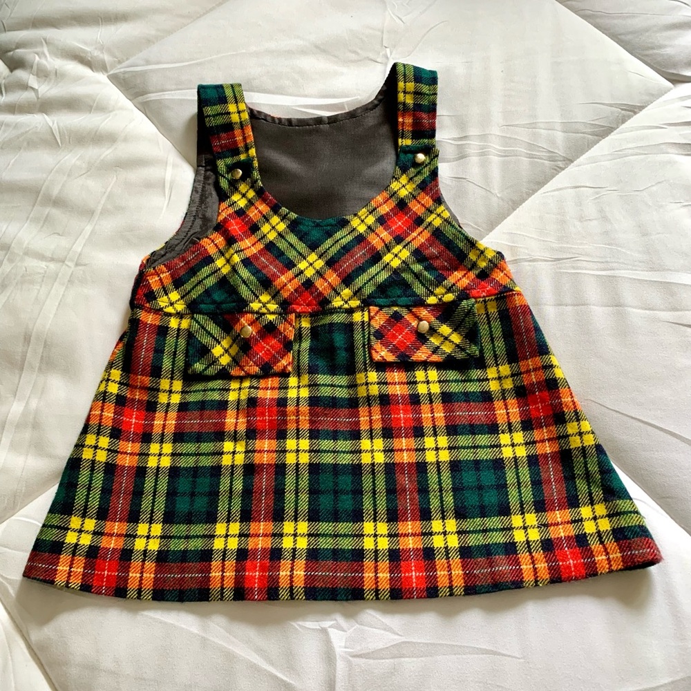 🌻Vintage Elka Novitas plaid toddler jumper dress🌻4T
